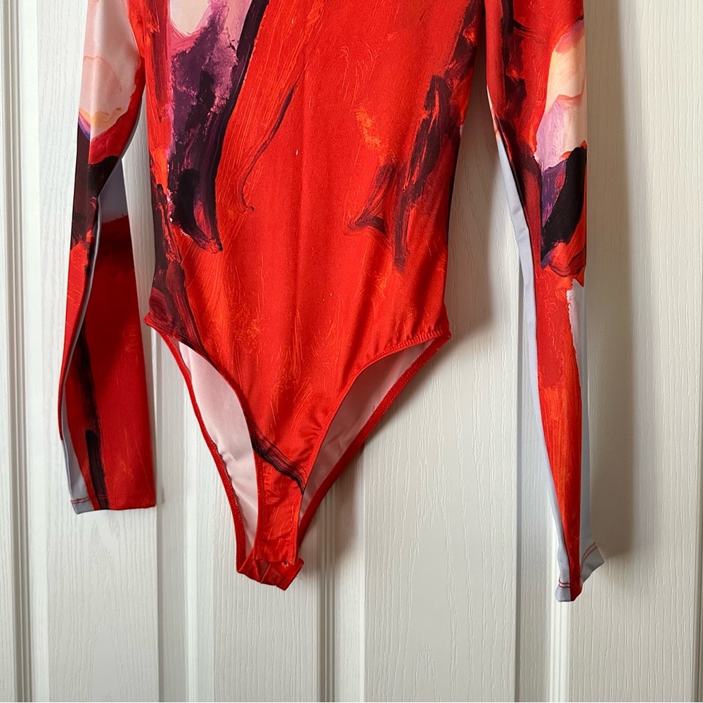 New Zara XEVI SOLA Print Red Long Sleeve Bodysuit Small 1165/019 - Picture 6 of 10